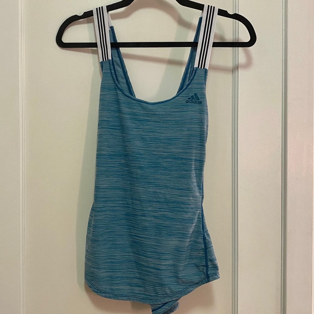Adidas Performer 3-Stripes Tank in Teal